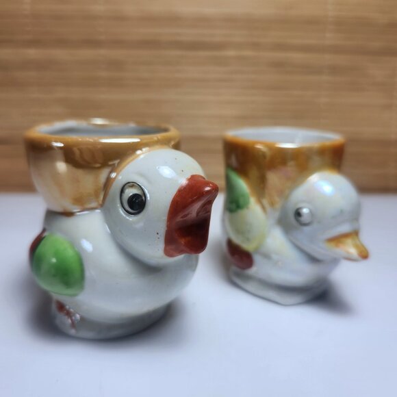 Vintage Egg Cup Holders Luster Ware Ceramic Made in Japan Hand Painted - Picture 2 of 8